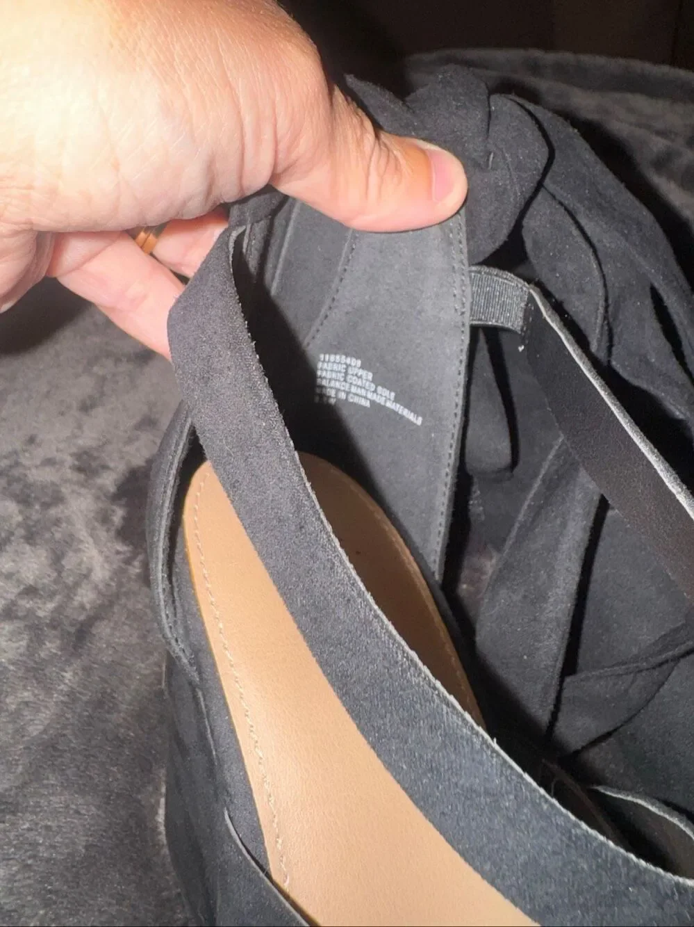 NWOT Torrid black suede platform wedge with adjustable ankle ties size 8.5W